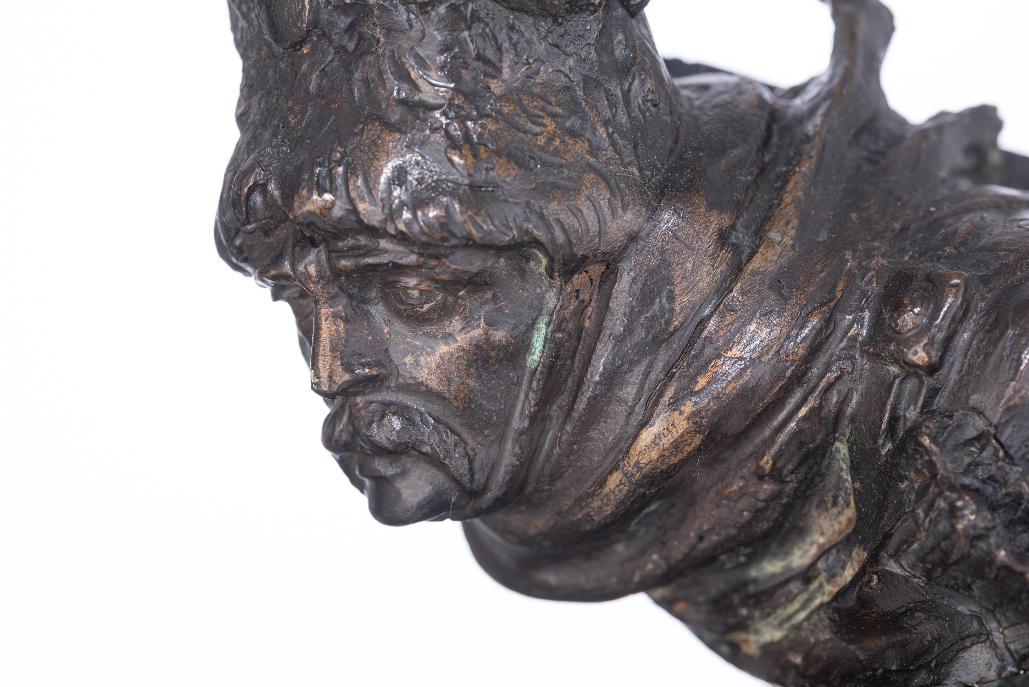 Malavolti A., a Cossack soldier on horseback, with inscription 'cire perdue', patinated bronze, H 48 - Image 12 of 14