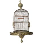 A Neoclassical brass probably German bird cage, late 18thC, H 82 - W 48 cm