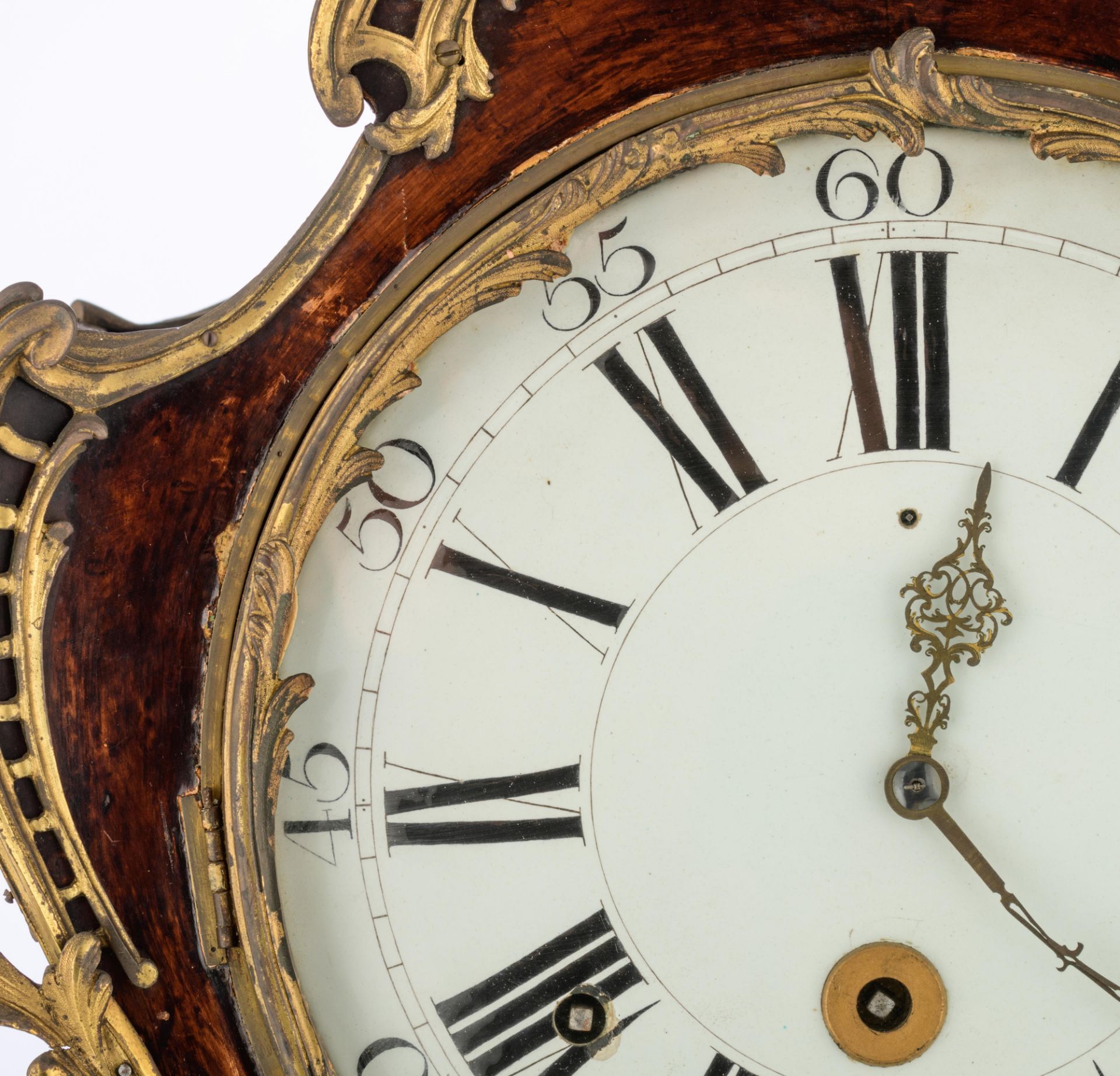 A large and very imposing Louis XV period cartel clock with tortoiseshell imitation, gilt bronze mou - Bild 8 aus 14