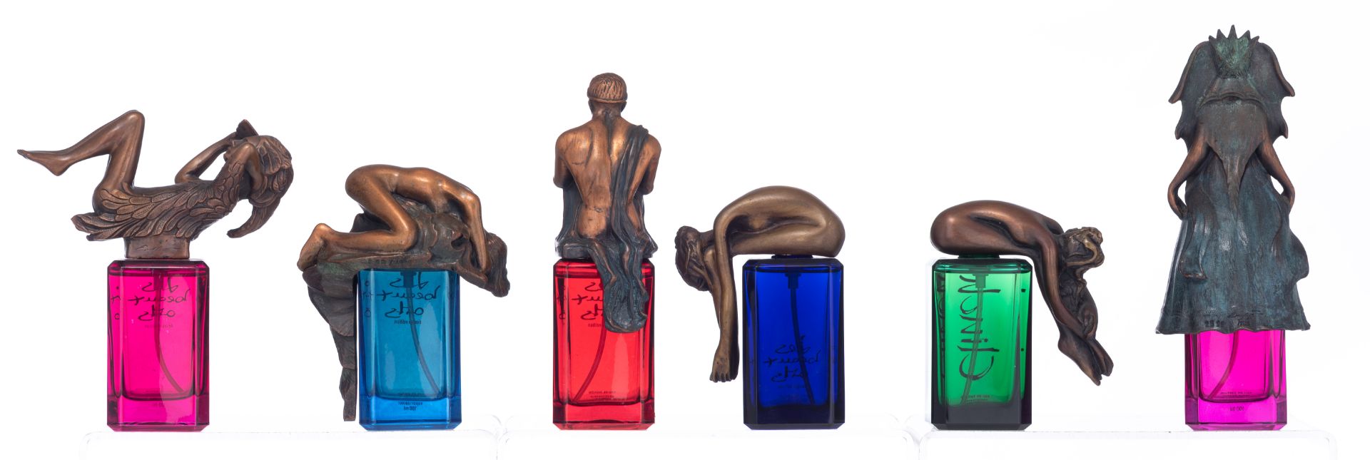 A series of 18 Les Beaux Arts perfume bottles with patinated bronze sculptures, design by various ar - Image 9 of 35