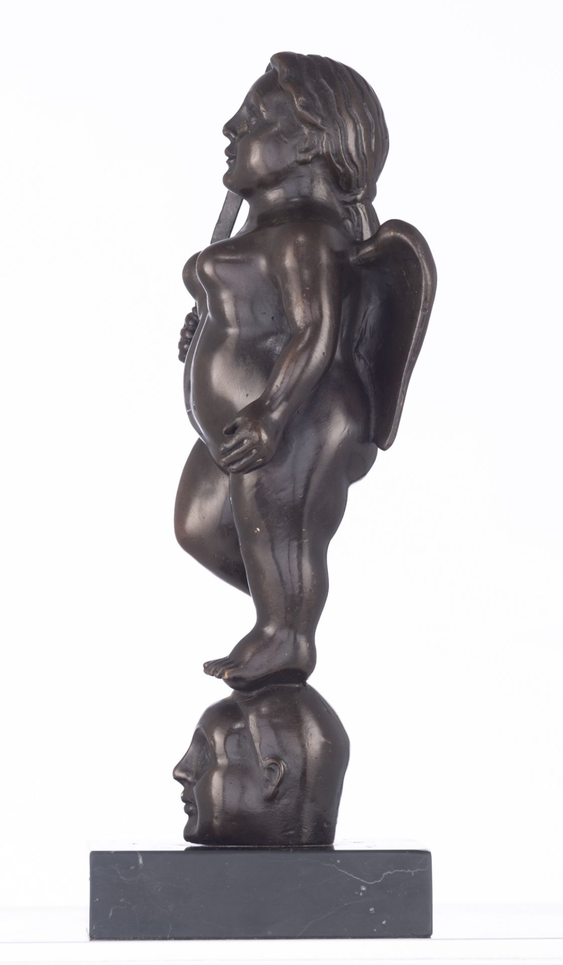 Rubin, ' El Pensamiento' bronze sculpture made as a homage to Fernando Botero, on a black marble bas - Image 3 of 12