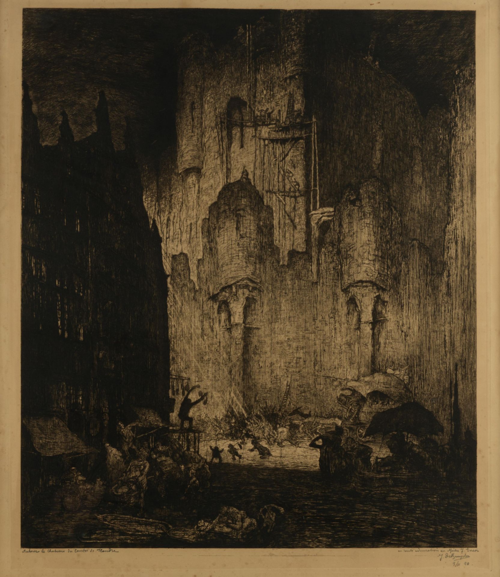 De Bruycker J. 'Autour le chateau des Comtes de Flandre', with a dedication: 'En toute admiration au