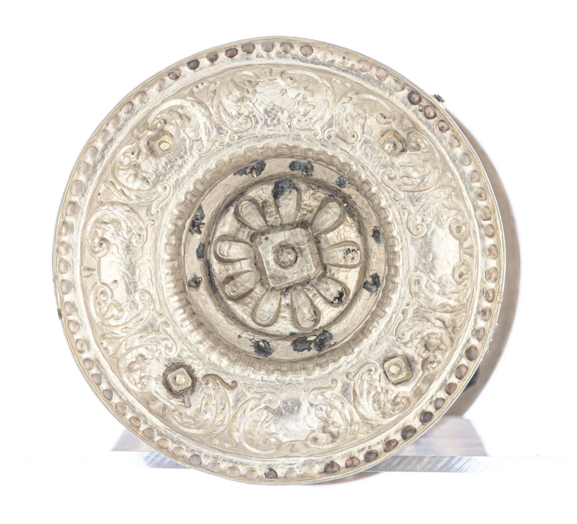 A richly decorated Renaissance style presentation cup on a matching platter, all over decorated by t - Image 6 of 13