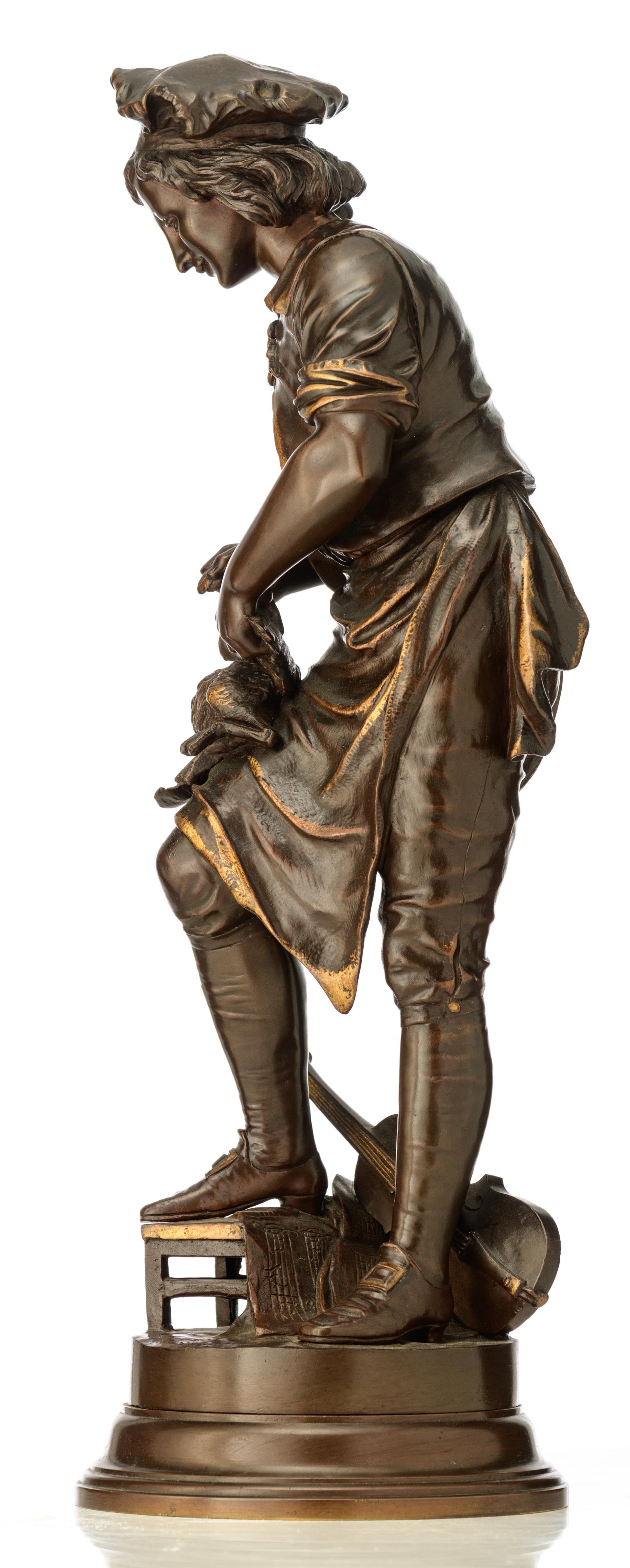 Espi‚ A., 'Au clair de la lune', a patinated bronze sculpture, H 53 cm - Image 2 of 9