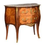 A fine walnut and mahogany Louis XV 'commode de religieuse', with gilt bronze and a rouge royal marb