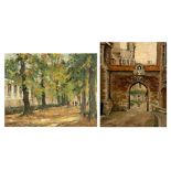 Verbrugghe Ch., a view on the gate at Gruuthuse in Bruges, oil on triplex, 36 x 46 cm. Added: Verbru