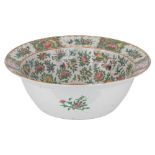 A Chinese Canton famille rose punch bowl, decorated with butterflies and flower branches, H 13,5 - ›