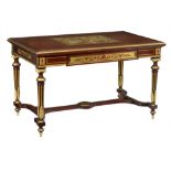 A fine rosewood veneered Neoclassical Napoleon III centre table, decorated with gilt bronze mounts a