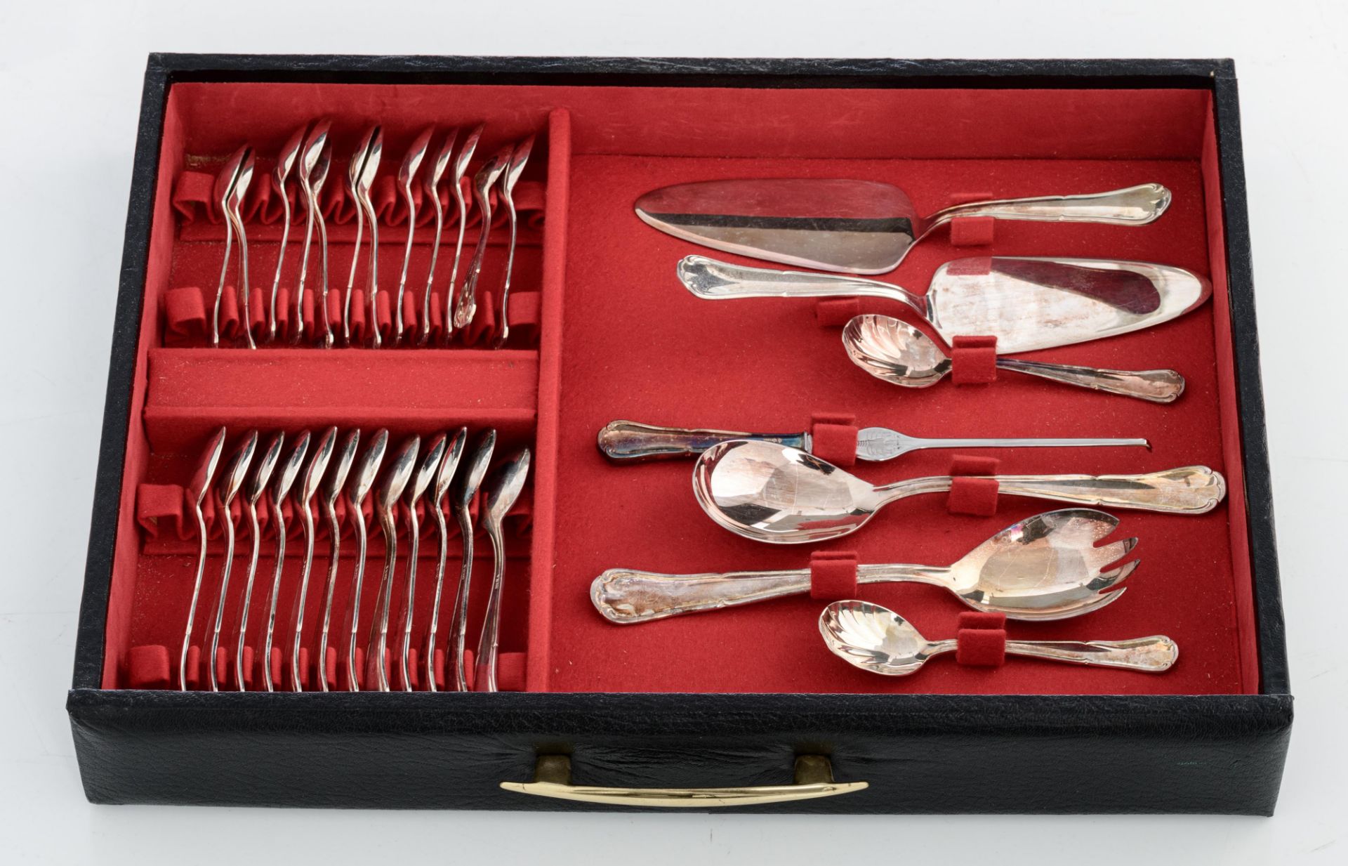 An Art Deco silver complete 'menagŠre' cutlery set in a matching box, 800/000, in total 184 pieces, - Image 3 of 12