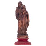 A very finely carved boxwood Renaissance Madonna and Child holding the Globus Cruciger, the Southern