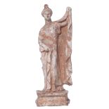 A Hellenistic female terracotta figure (Athena?), H 29,5 cm
