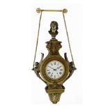 A patinated bronze Empire style cartel clock, marked 'Susse Frères, Paris', H 83 - W 44 cm