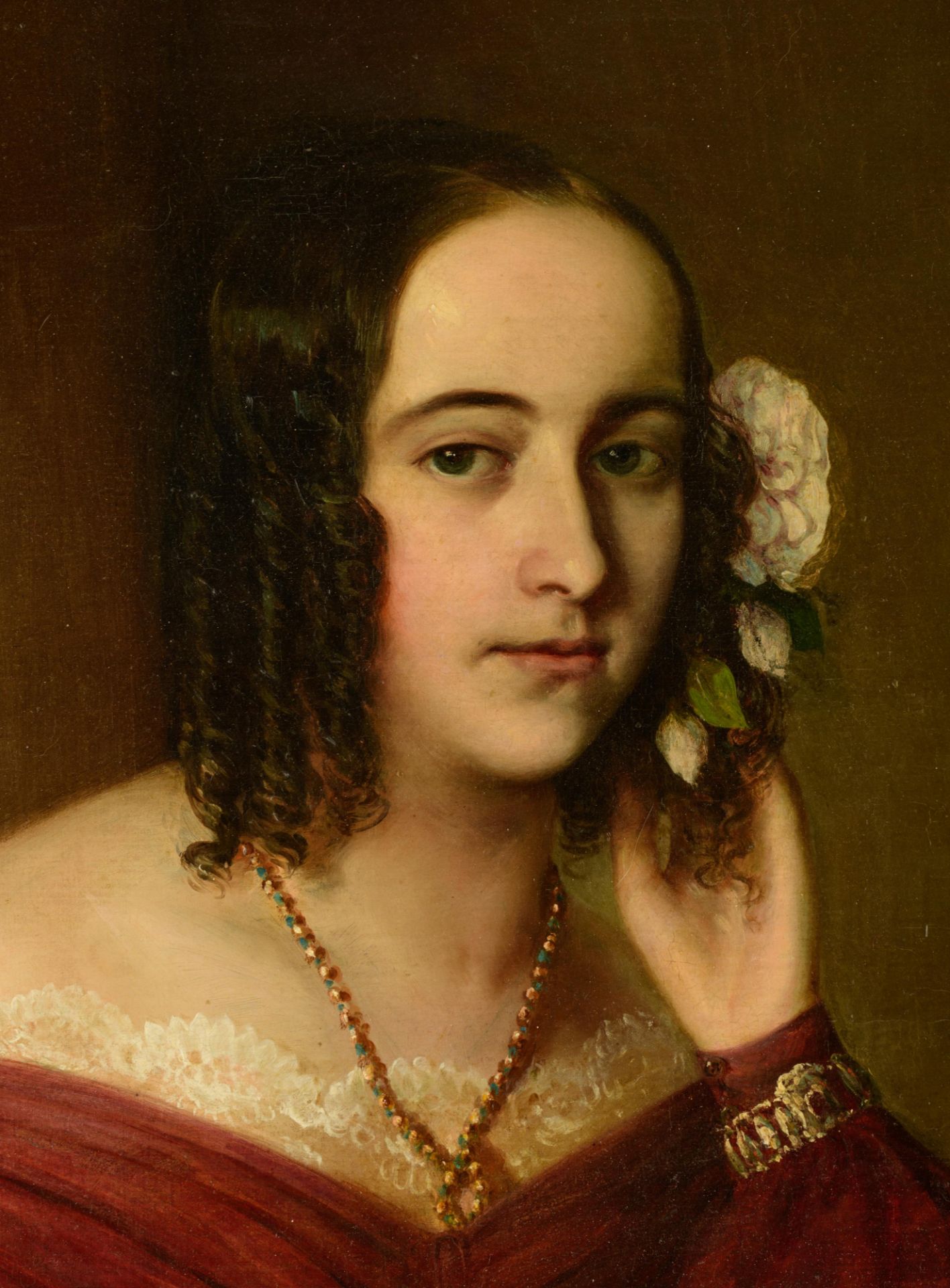 A fine portrait of a young noblewoman, mid-19thC, 91 x 116 cm - Bild 4 aus 13