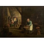 A genre painting in the butchery, 19thC, 47 x 66 cm