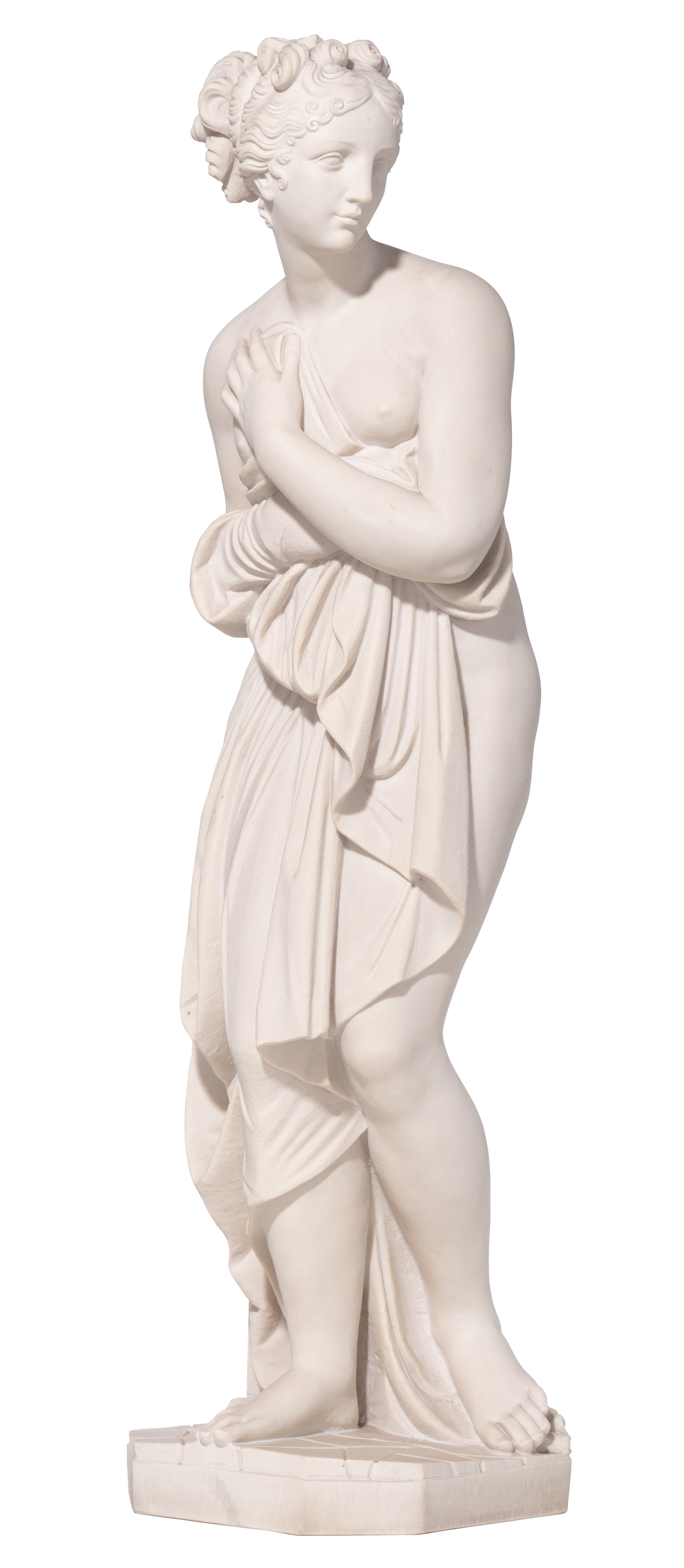 'Venus Italica', a composite sculpture after Antonio Canova, H 80 cm