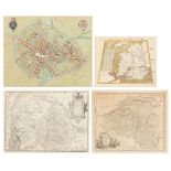 A collection of four antique maps, 16th - 18thC, 30,5 x 37,5 - 42,5 x 52,8 cm