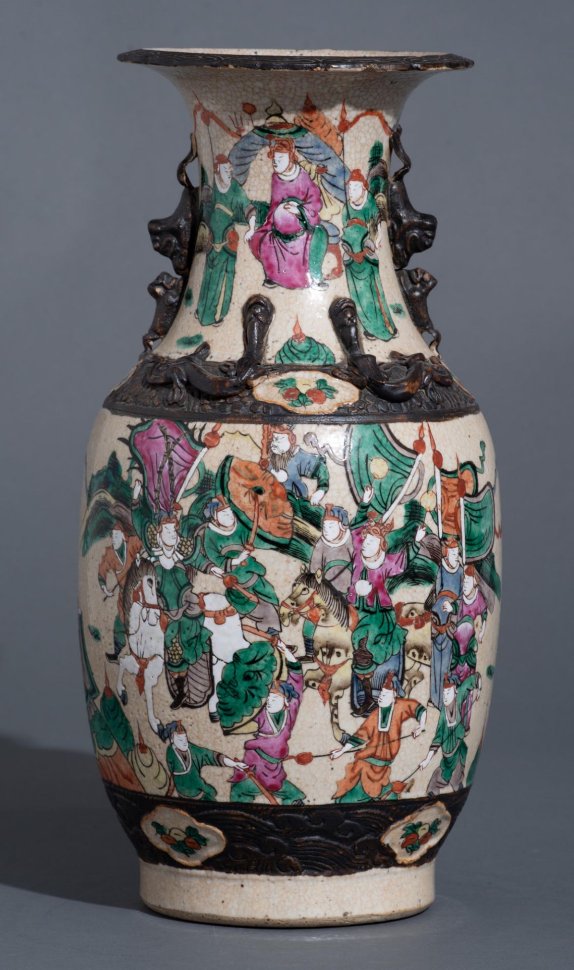 A Chinese Qianjiangcai vase, Republic period - added a pair of Chinese Nanking vases, 19thC, H 43 - - Image 10 of 12