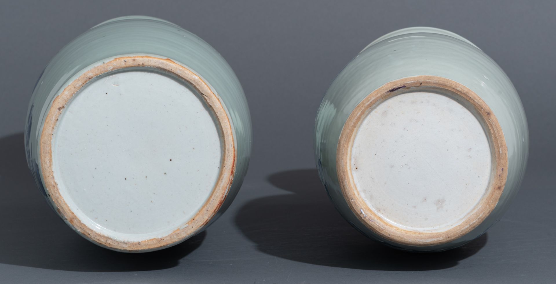 Two Chinese blue and white on celadon ground vases, H 44,5 - 57,5 cm - Image 7 of 12