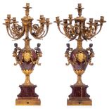 An imposing pair of Neoclassical Napoleon III period candelabras, H 86 cm