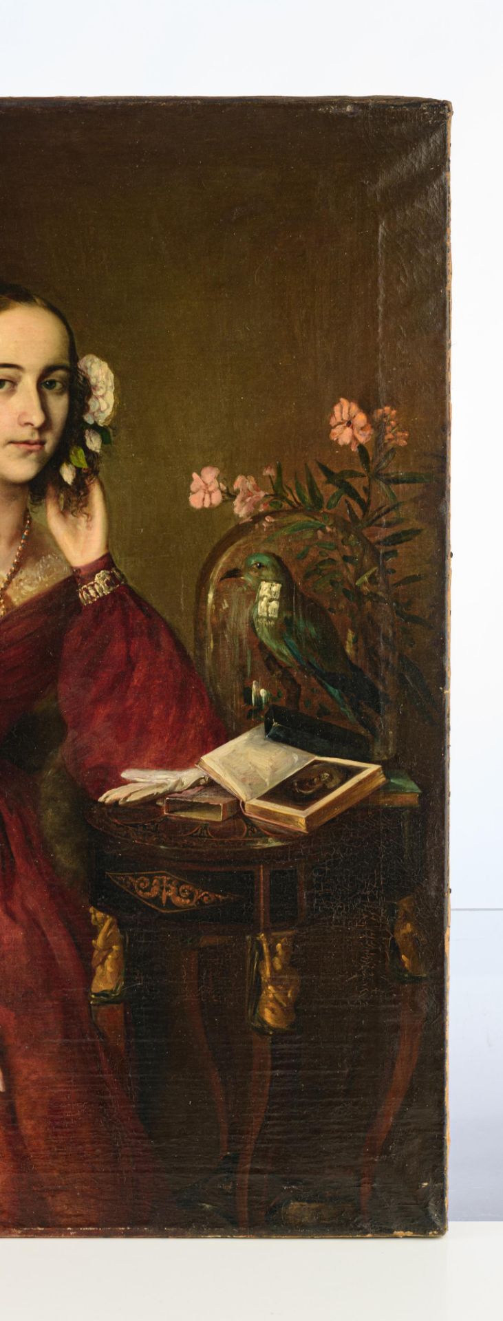 A fine portrait of a young noblewoman, mid-19thC, 91 x 116 cm - Bild 9 aus 13