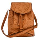 Delvaux, Shoulder bag, in fine gold-brown ostrich leather, W 25 - H 32 cm