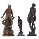 A collection of three sculptures after the antique and Renaissance, H 18,7 - 30,5 cm