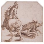 Attributed to Van der Straet, called Stradanus, a study for a hunting scene, late 16thC, 180 x 185 m
