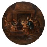 Monkeys in the inn, in the manner of Ferdinand Van Kessel (1648 - c. 1696), ø 26 cm