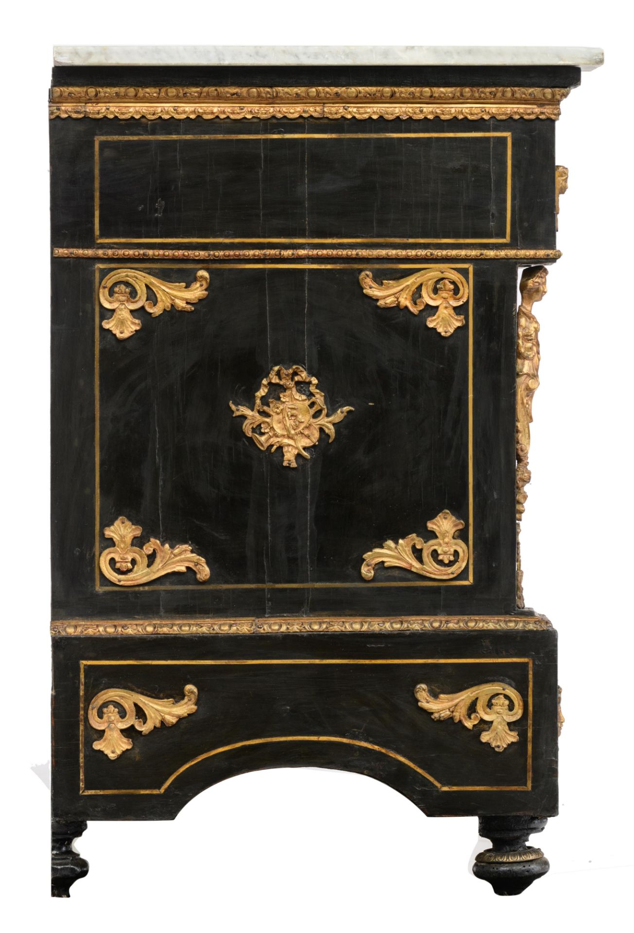 A Napoleon III Boulle work 'commode en deuil', H 95 - W 132 - D 61 cm - Image 5 of 14