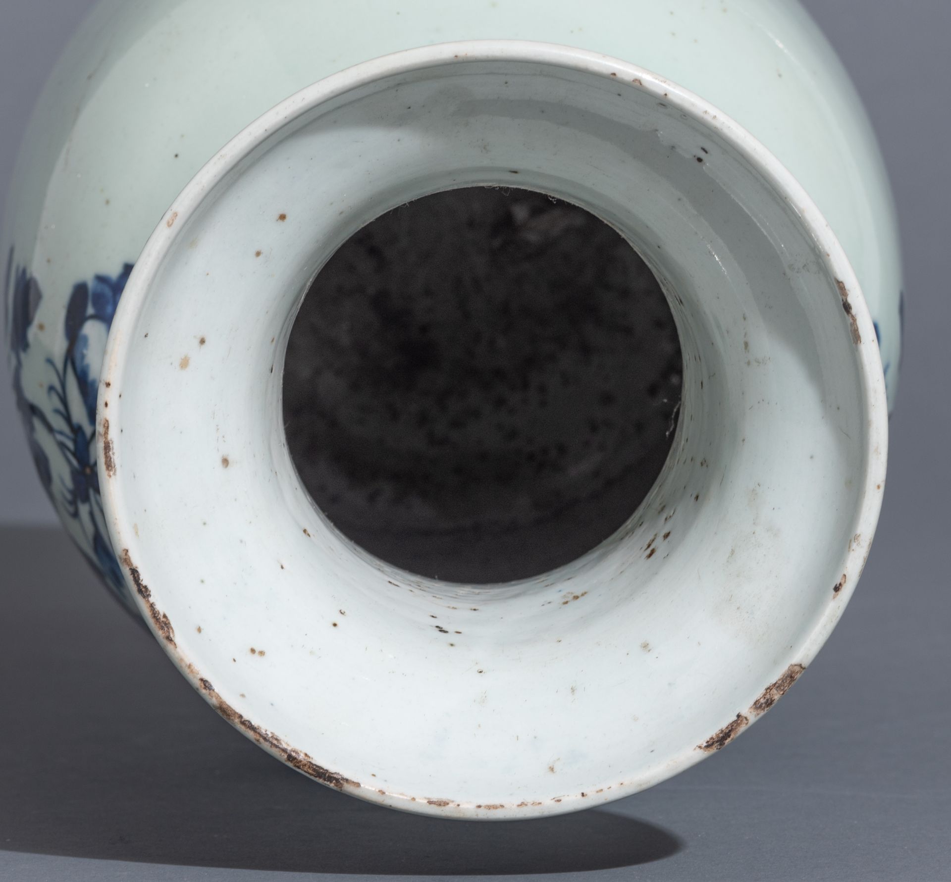 Four Chinese blue and white on celadon ground vases, late 19thC, H 42 - 43 cm - Image 35 of 52