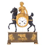 A fine French Neoclassical ormolu and patinated bronze mantel clock, marked 'Ouafse à Paris', ca. 18