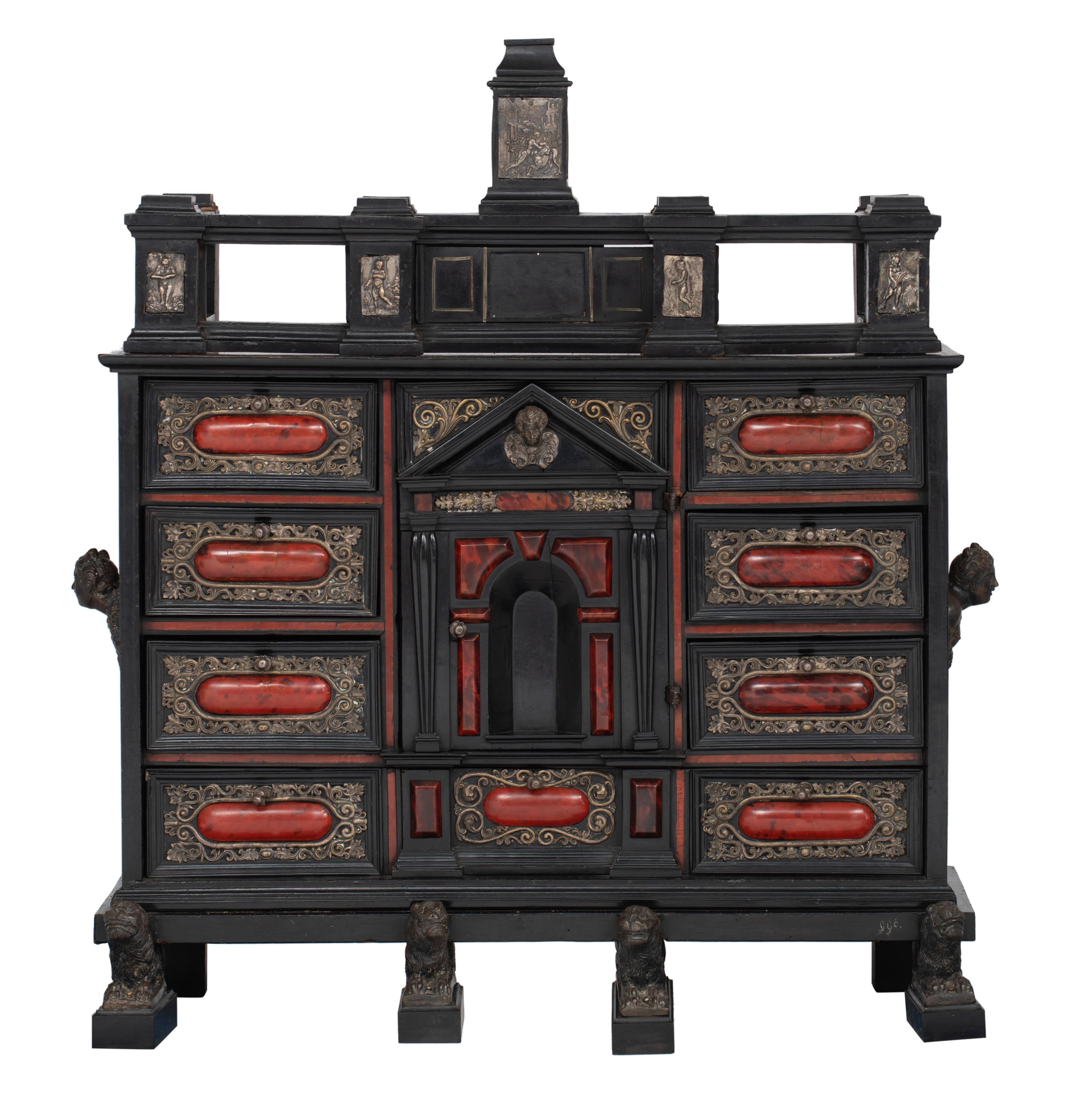 A Flemish Antwerp cabinet, 17thC, H 74 - W 83 - D 40 cm - Image 2 of 15