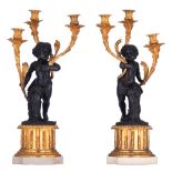 A fine pair of Neoclassical figural candelabras, H 61 cm
