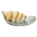 A shell-shaped iridescent glass 'vide-poche', W 47 - D 27 cm