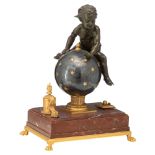 An imposing Neoclassical centrepiece, depicting an allegory on astronomy, H 56 cm