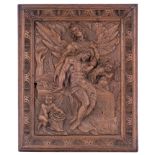 A richly carved oak fragment, depicting the Resurrection of Christ, 17thC, H 53 - W 43 cm