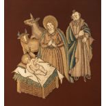 A 17th-18th century embroidery fragment depicting the Holy Family, 78 x 85 cm