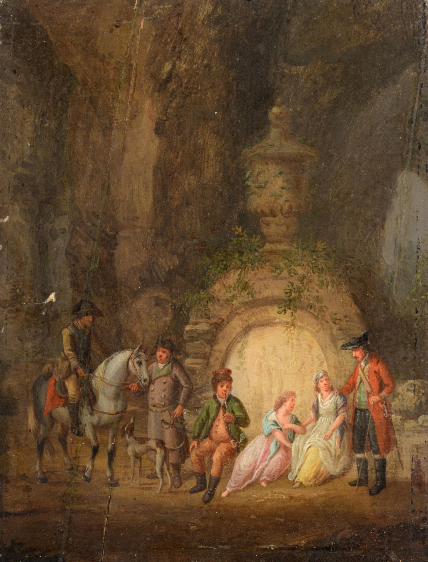 A company resting in the park, late 18thC, 12,5 x 16,3 cm