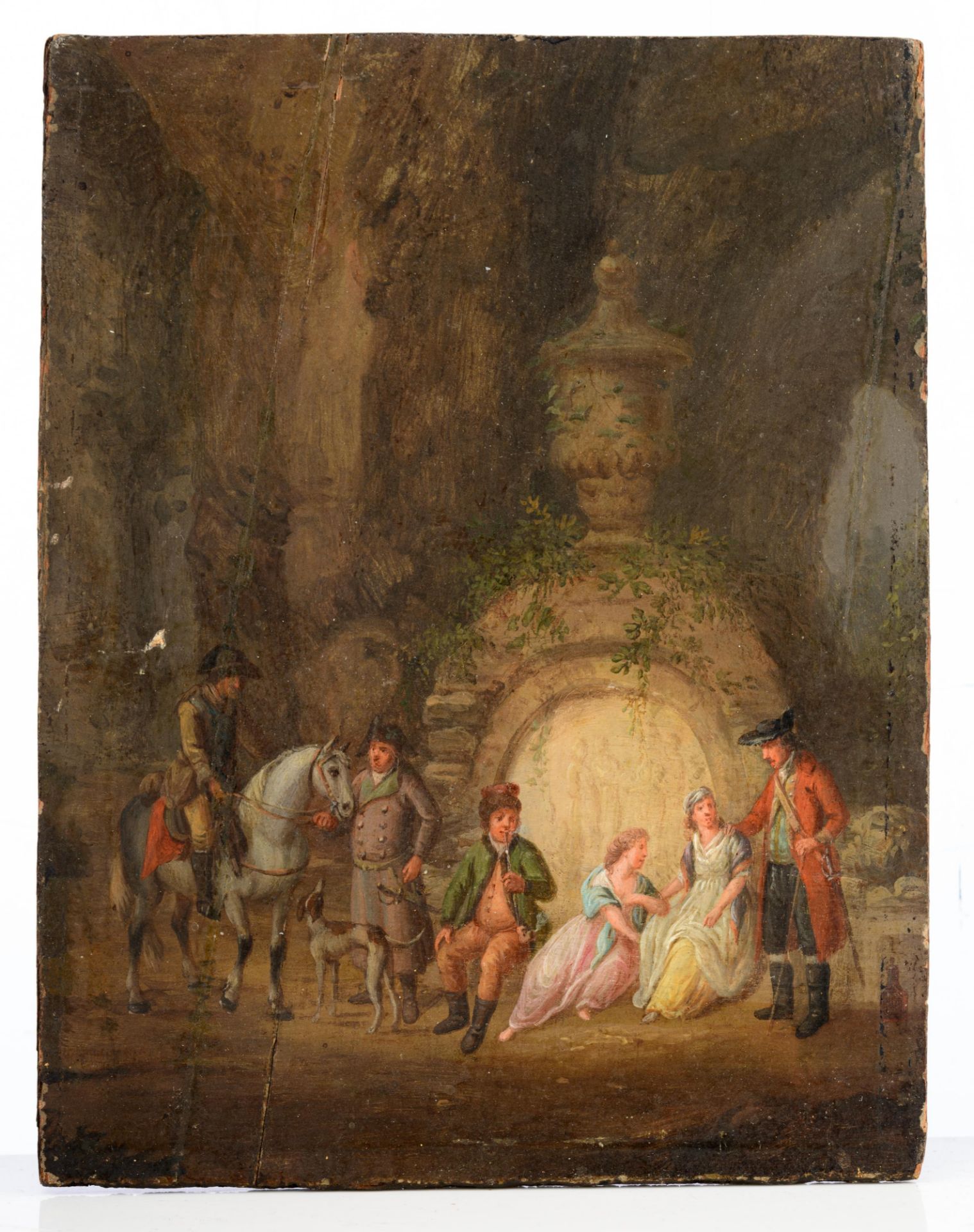 A company resting in the park, late 18thC, 12,5 x 16,3 cm - Image 2 of 5