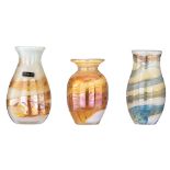 Three Studio Val-Saint-Lambert glass vases, H 17,5 - 21 cm