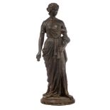 A large patinated cast-iron statue of Venus standing, 19thC, H 170,5 cm