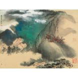 A Chinese watercolour on paper, signed Zhang Daqian, 46 x 60,5 cm