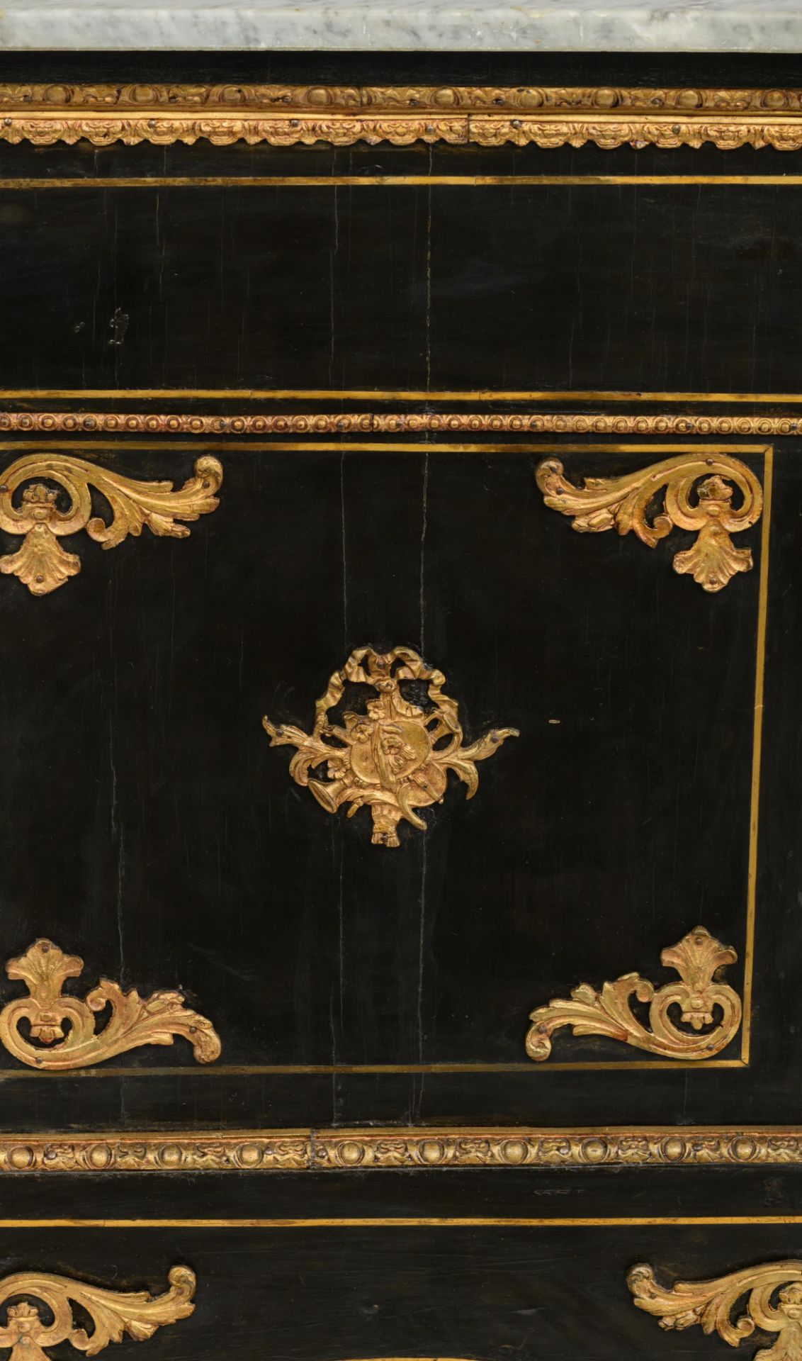 A Napoleon III Boulle work 'commode en deuil', H 95 - W 132 - D 61 cm - Image 9 of 14