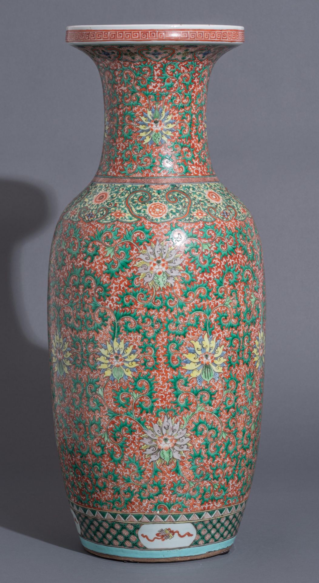 A Chinese iron-red and famille verte vase, 19thC, H 79 cm - Image 3 of 13