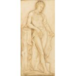 A Neoclassical basso-relievo carved marble plaque, depicting Apollo, 16 x 30 cm