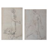 Two fine recto-verso academic study drawings, 28 x 38 - 29 x 44 cm