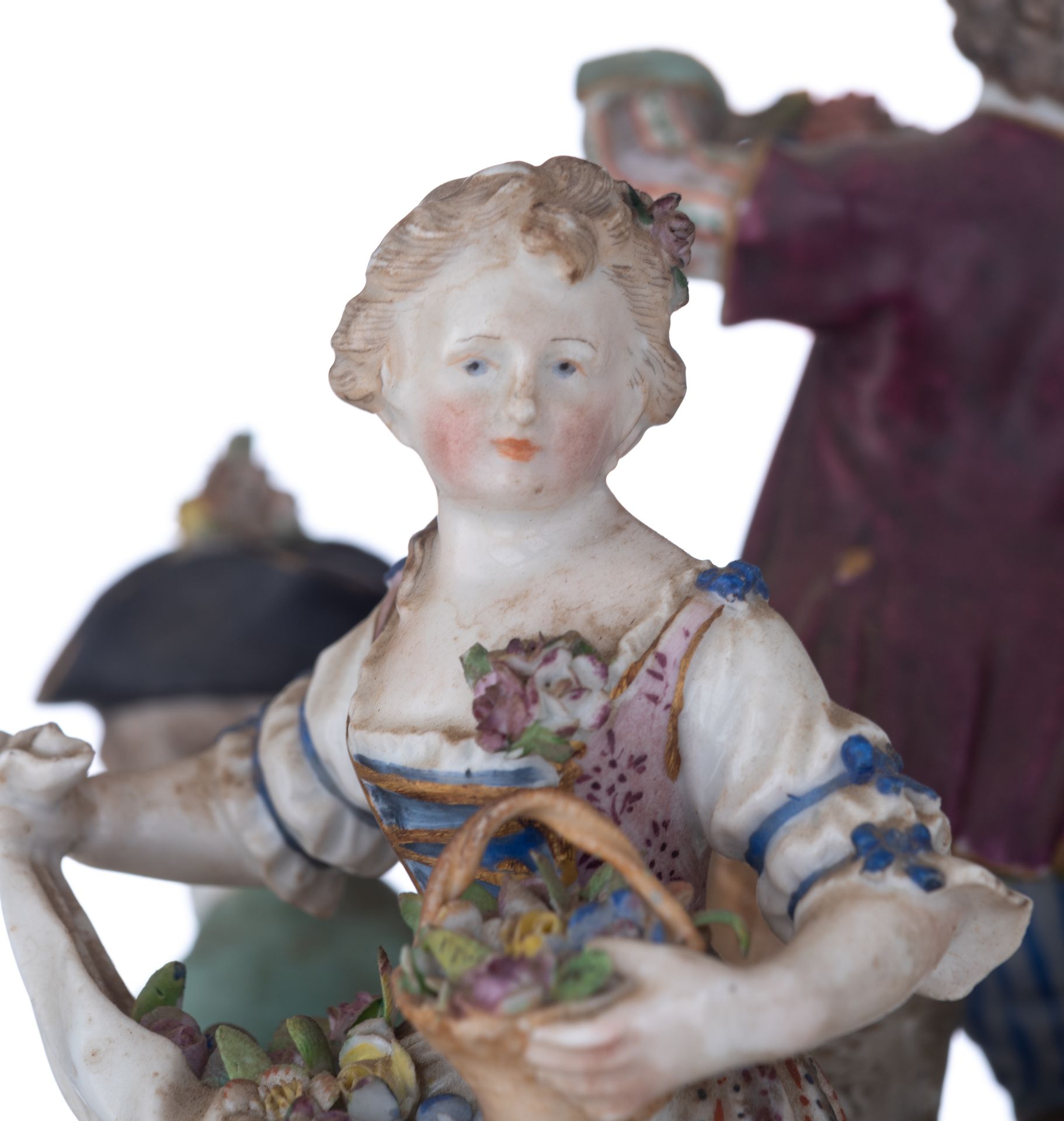 A Meissen porcelain group depicting 4 children, after the model by Kändler, 19thC, H 27 - ø 14,5 cm - Image 7 of 15