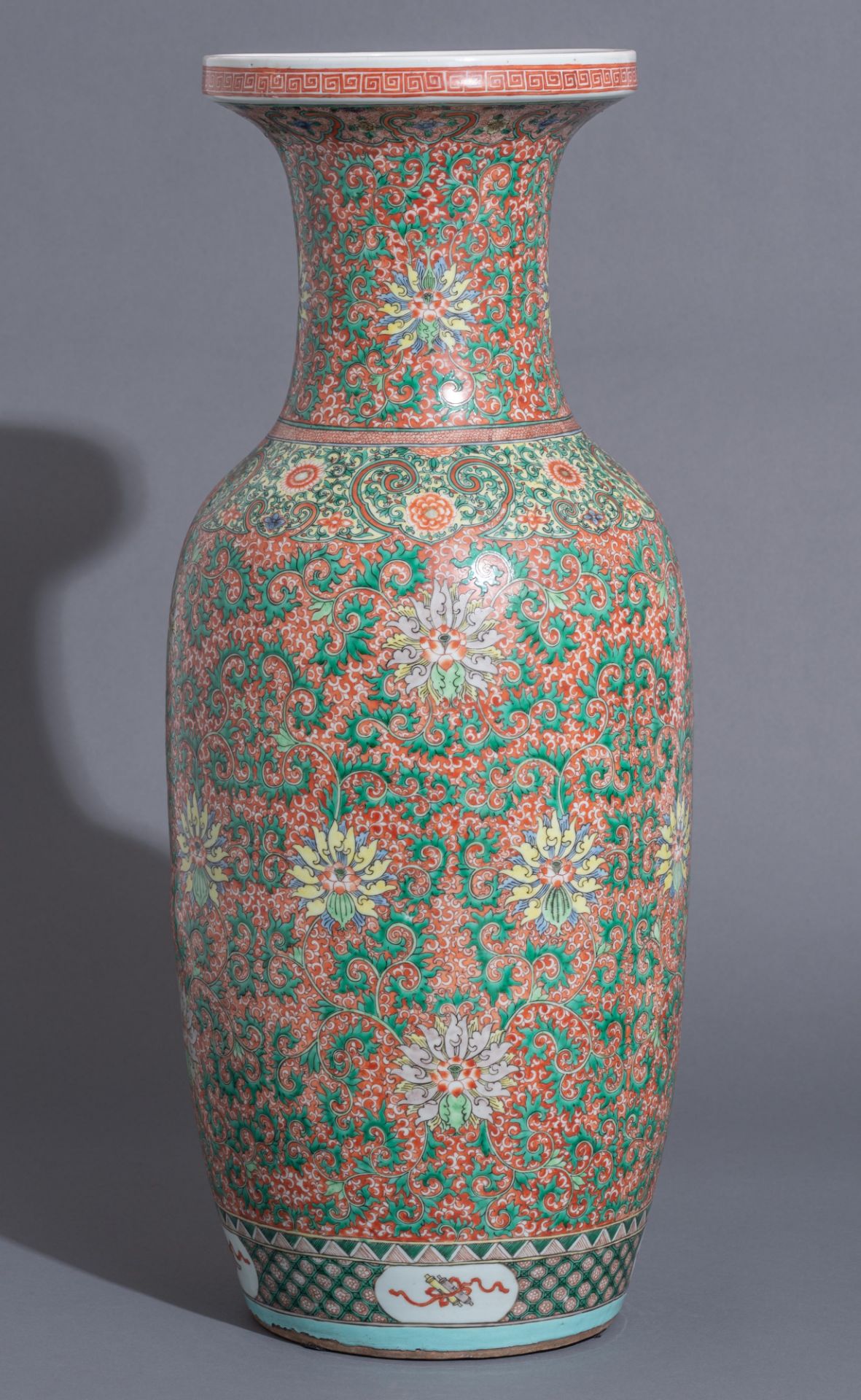 A Chinese iron-red and famille verte vase, 19thC, H 79 cm - Image 2 of 13