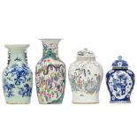 Four Chinese vases, 19thC, H 35-46 cm