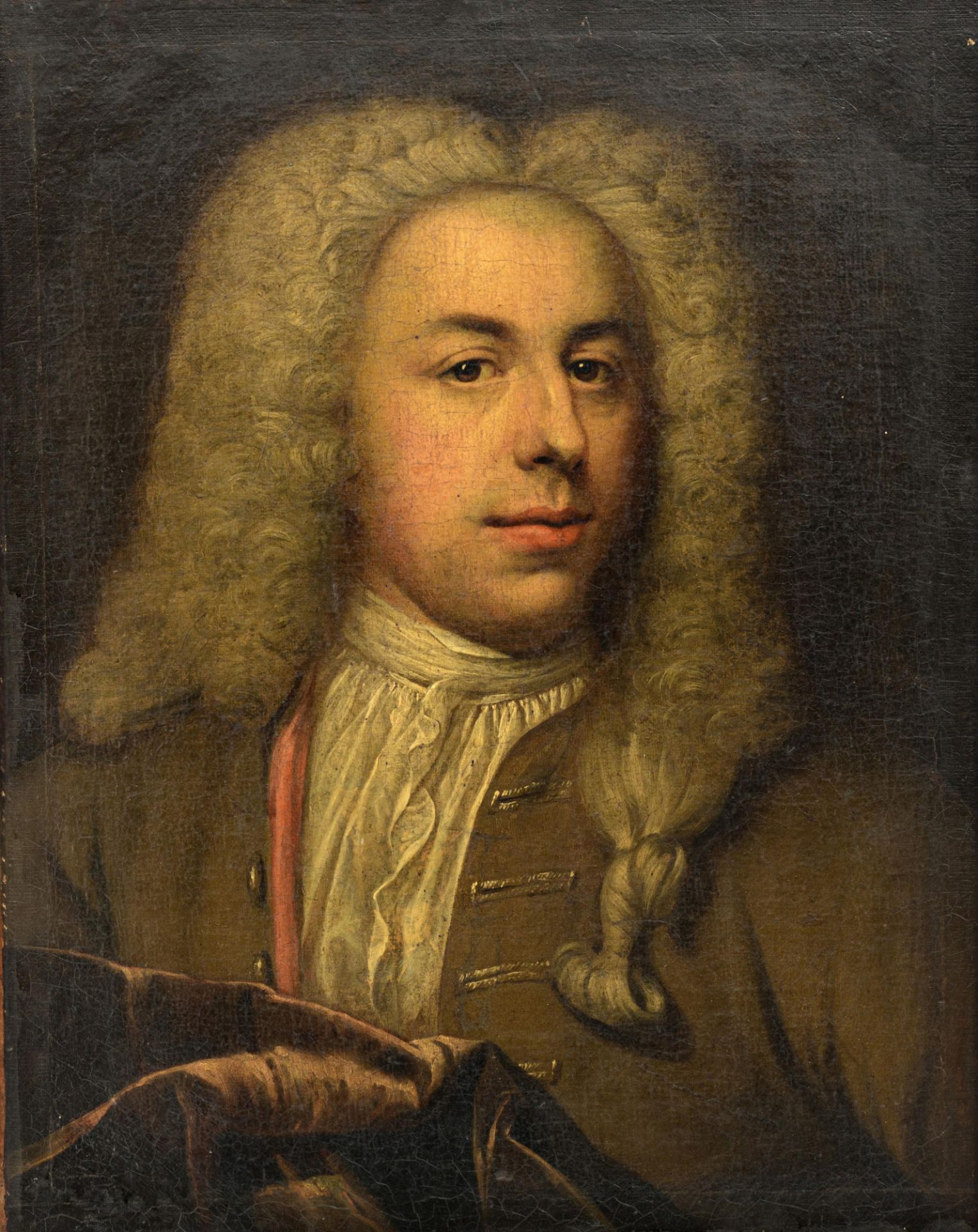 The portrait of a nobleman wearing a wig, early 18thC, 44 x 56 cm